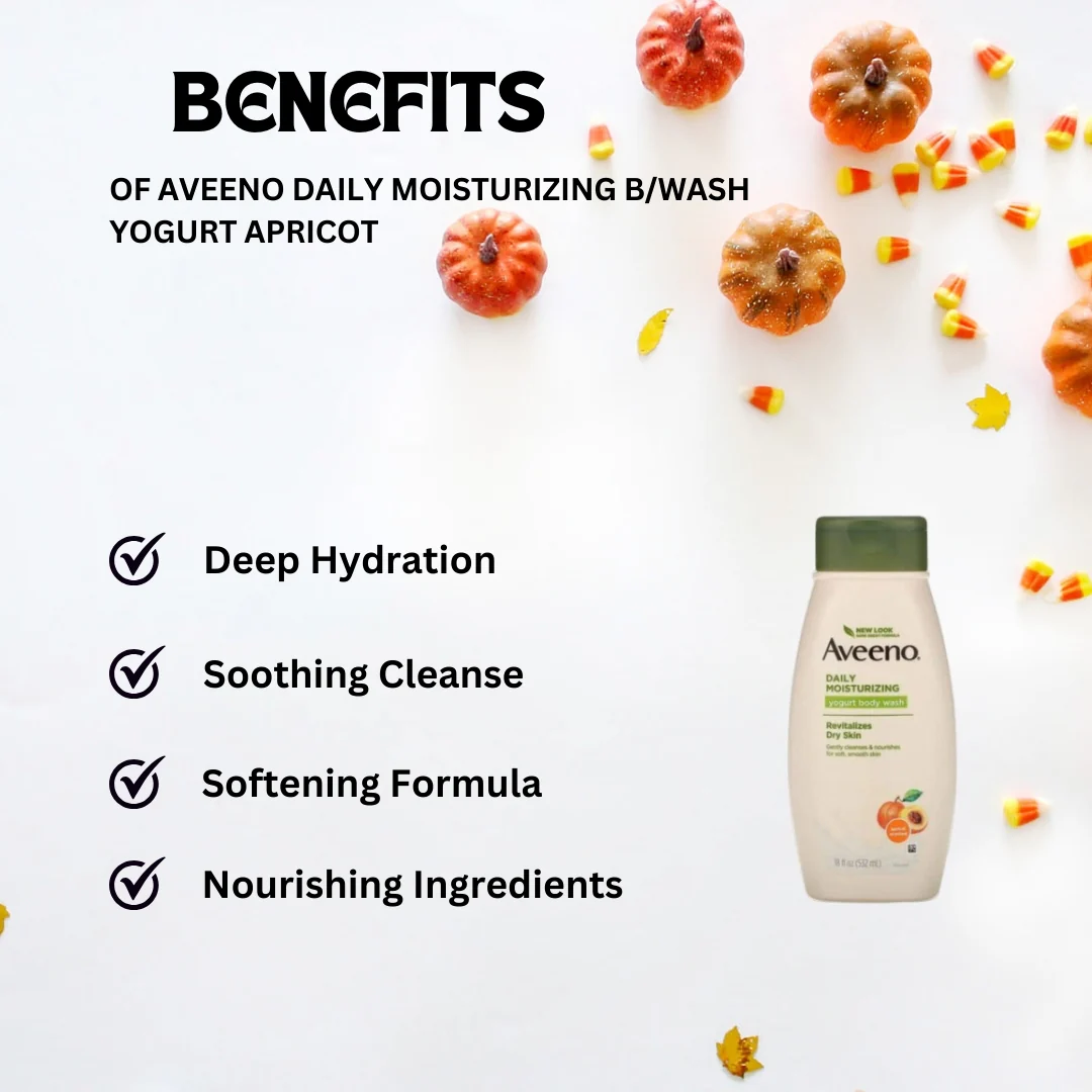 Aveeno Daily Moisturizing B/Wash Yogurt Apricot 18 oz #16932 - Image 2