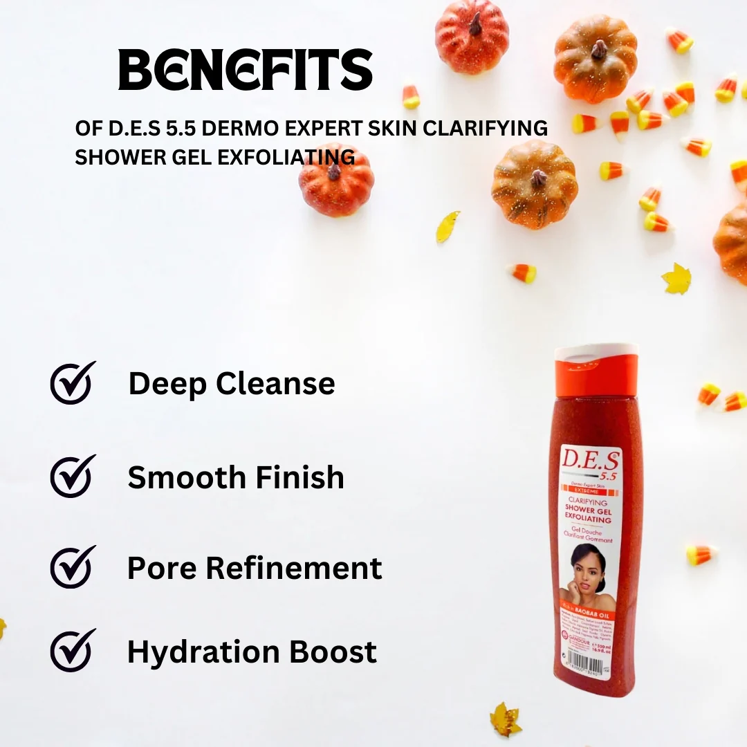 D.E.S 5.5 Dermo Expert Skin Clarifying Shower gel Exfoliating 500ml - Image 3