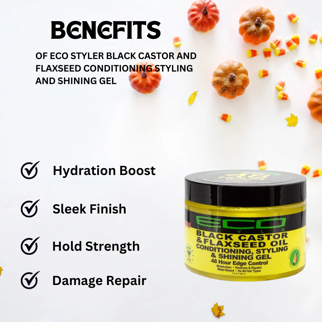 Eco Styler Black Castor And Flaxseed Oil Conditioning Styling And Shining Gel 8 Oz - Image 3
