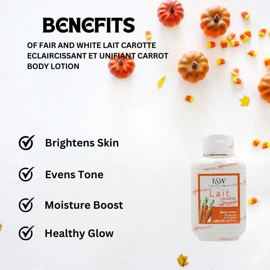 Fair And White Lait Carotte Eclaircissant Et Unifiant Carrot Body Lotion 485ml - Image 2