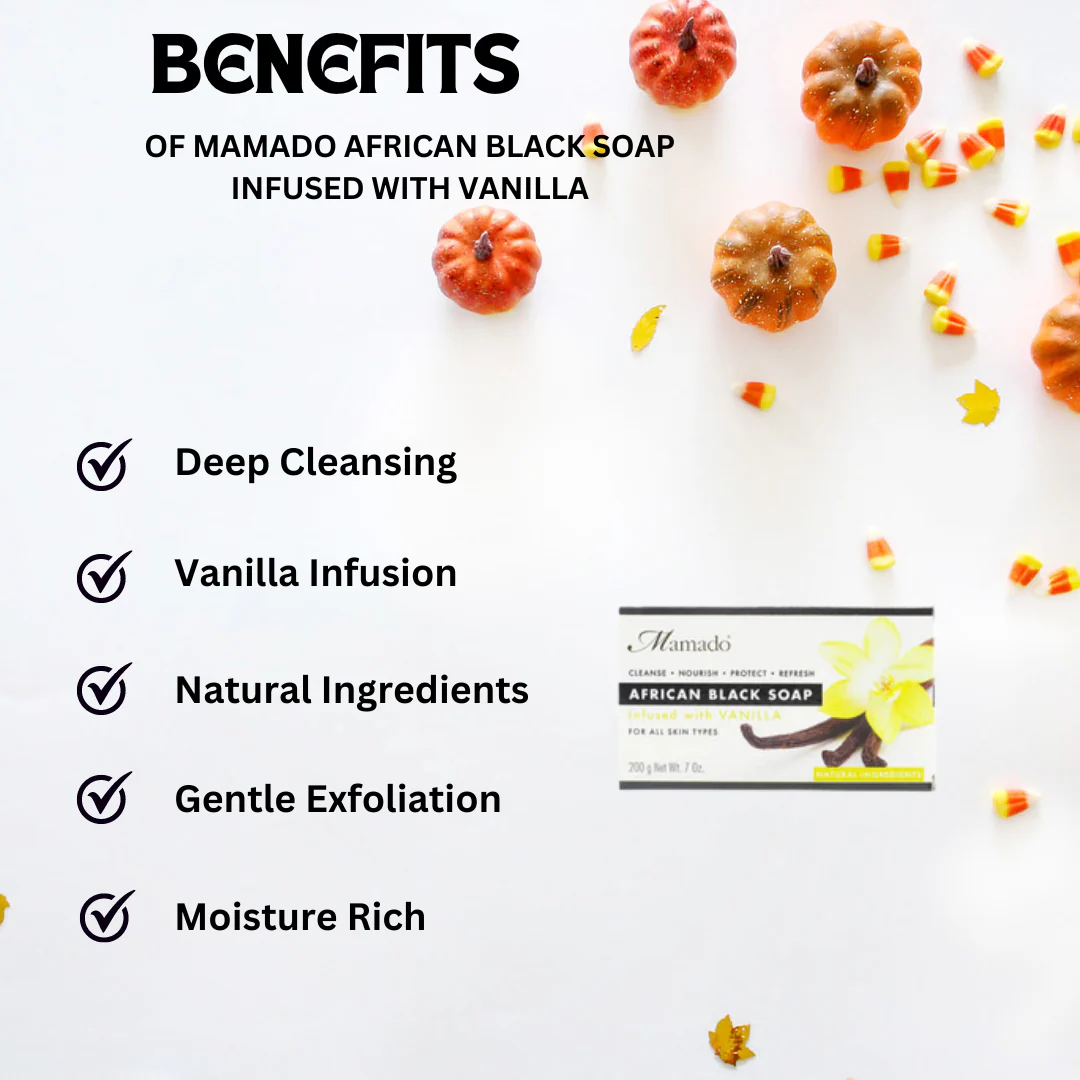 Mamado African Black Soap Infused with Vanilla 200g - Image 2