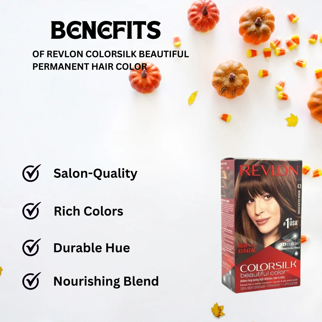 Revlon ColorSilk Beautiful Permanent Hair Color, 43 Medium Golden Brown - Image 3