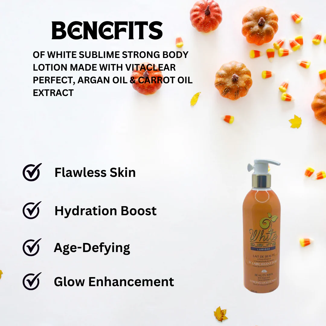 White Sublime Strong Body Lotion made with VITACLEAR PERFECT, Argan oil & Carrot oil Extract 500 ml - Image 3